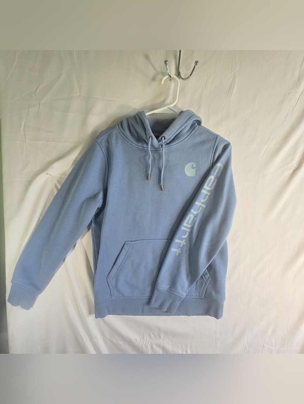 Carhartt Women's Relaxed Fit Pullover Hoodie Light Blue size Small Cotton Blend
